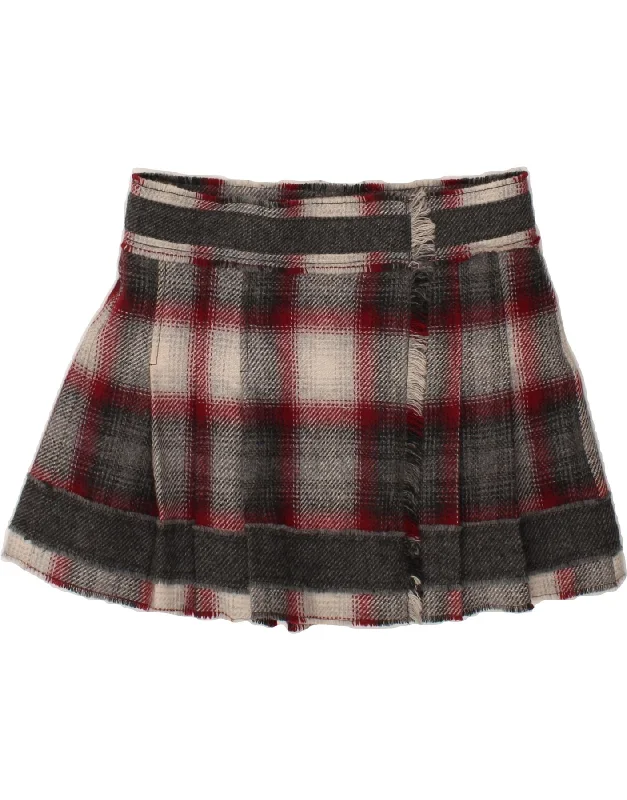 MAX & CO. Womens Wrap Skirt UK 10 Small W32  Grey Plaid Wool velvet skirt sumptuous