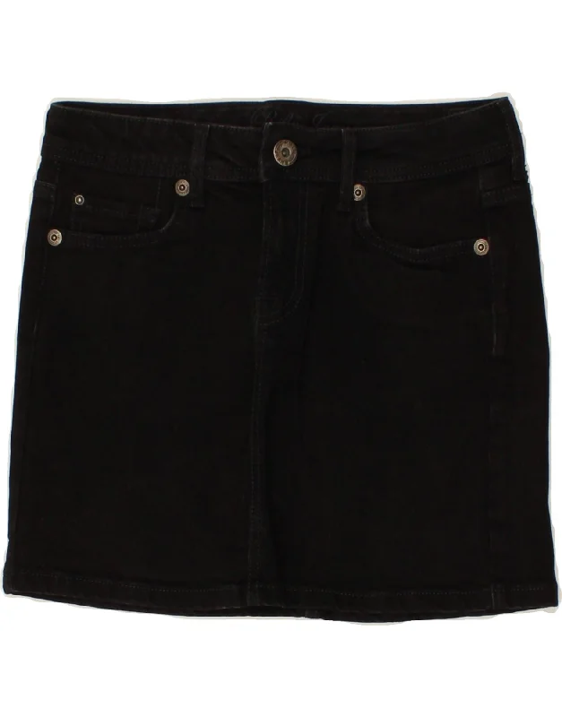 RIFLE Womens Low Waist Denim Skirt W28 Medium  Black Cotton