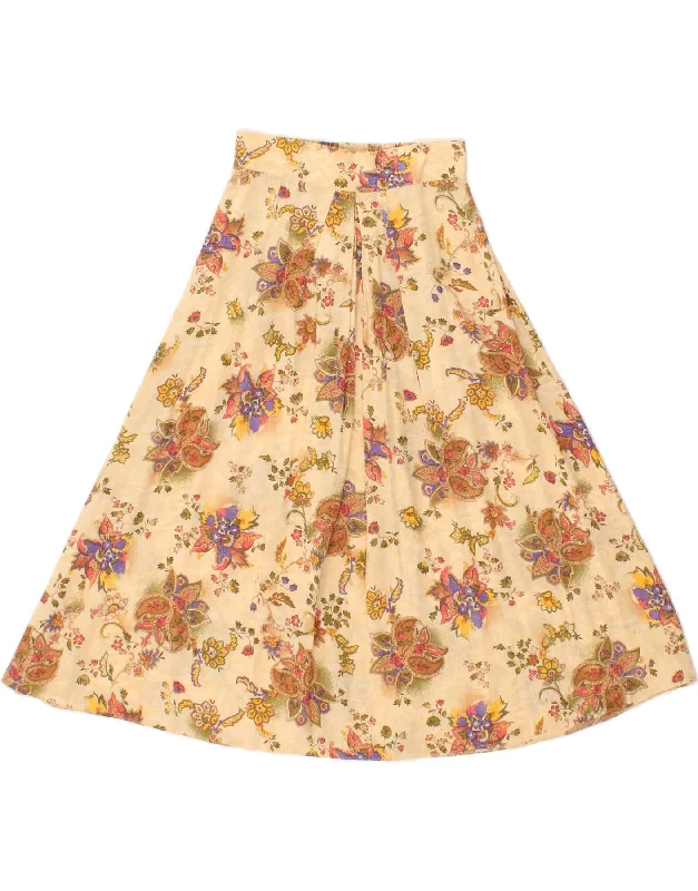 ST MICHAEL Womens A-Line Skirt UK 10 Small W28  Beige Floral Viscose