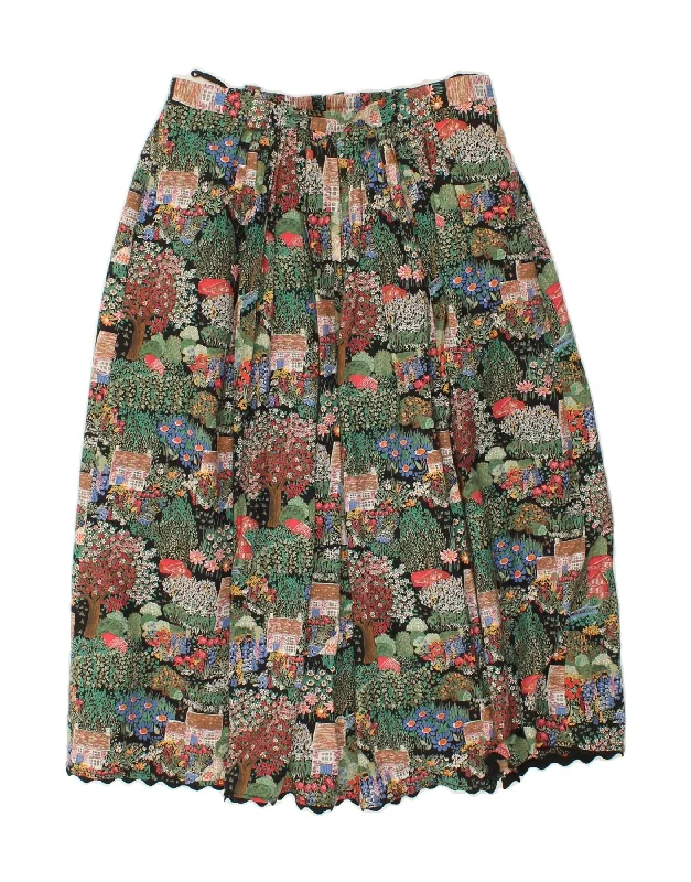 VINTAGE Womens A-Line Skirt EU 40 Medium W28  Multicoloured Floral Modal