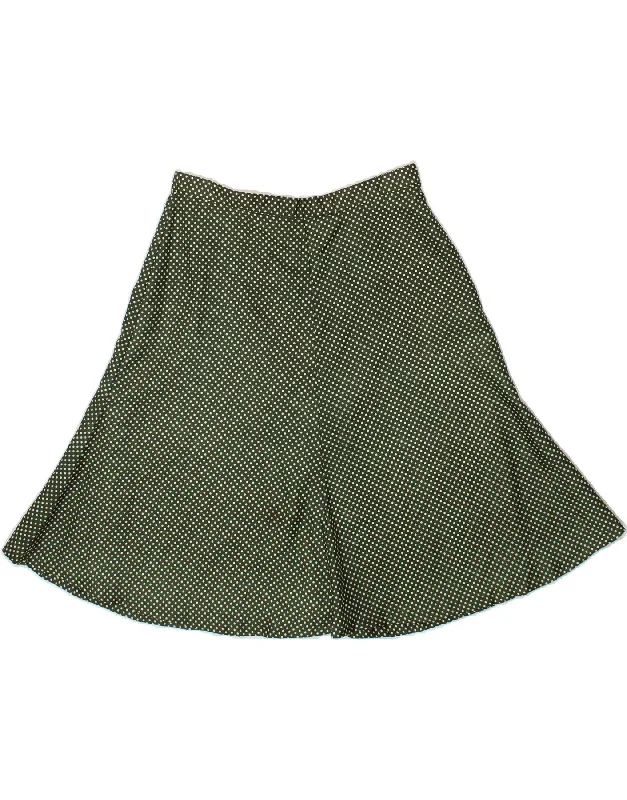 VINTAGE Womens A-Line Skirt IT 44 Medium W32 Green Spotted Acetate