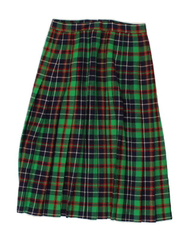 VINTAGE Womens A-Line Skirt UK 14 Medium W28 Green Check