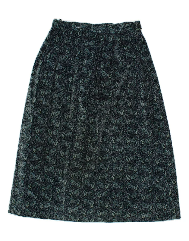 VINTAGE Womens A-Line Skirt W26 Small Blue Paisley