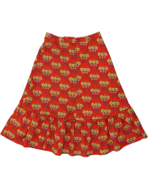 VINTAGE Womens A-Line Skirt W26 Small Red Floral