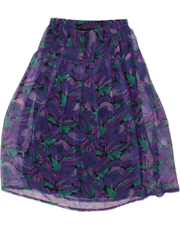 VINTAGE Womens Abstract Pattern A-Line Skirt Large W28  Purple Polyester