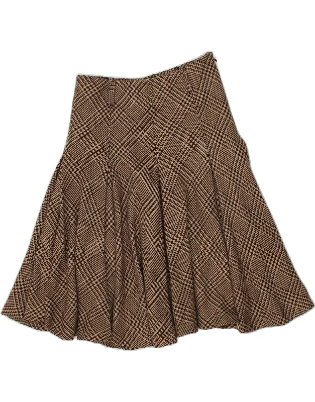 VINTAGE Womens High Waist A-Line Skirt US 4 Small W28 Brown Houndstooth