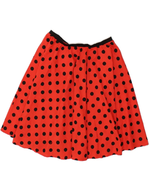 VINTAGE Womens High Waist A-Line Skirt XL W33 Red Polka Dot Polyester