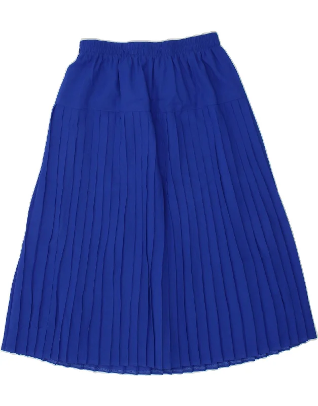 VINTAGE Womens Knife Pleated Skirt W34 Large Blue