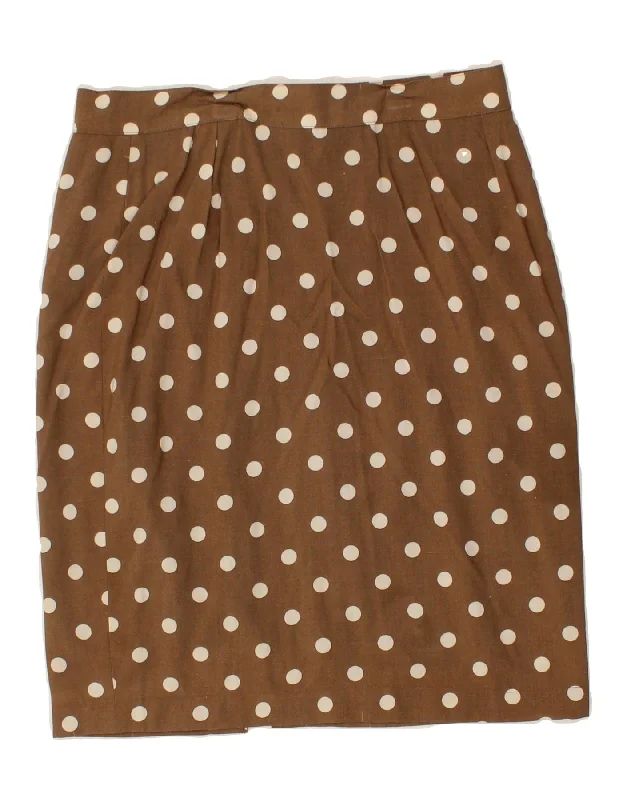 VINTAGE Womens Pencil Skirt W30 Medium Brown Polka Dot Viscose leather skirt refined