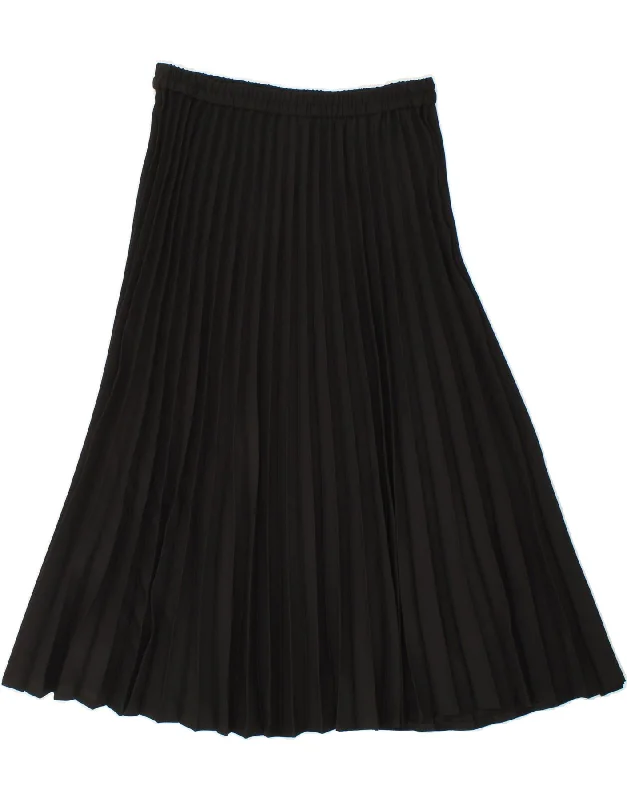 VINTAGE Womens Pleated Skirt UK 18 XL W36  Black Polyamide