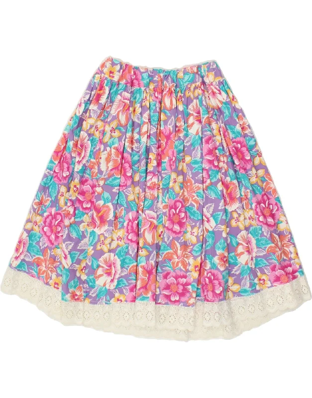 VINTAGE Womens Pleated Skirt W26 Medium Multicoloured Floral