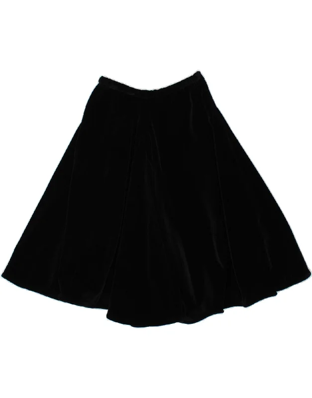 VINTAGE Womens Velvet A-Line Skirt W27 Small Black