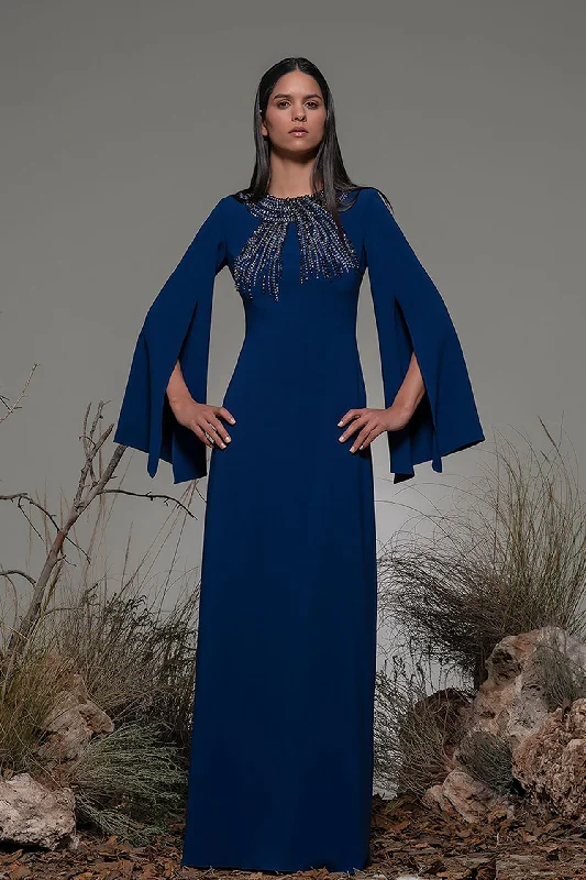 Cape sleeves fitted gown