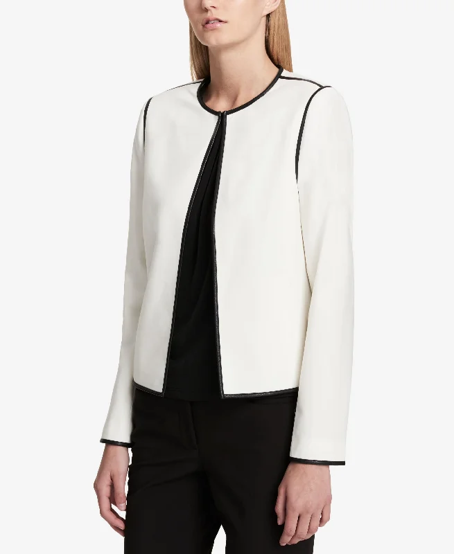 Calvin Klein Faux Leather Trim Blazer