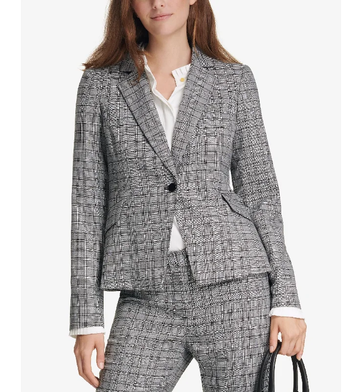 Calvin Klein One Button Plaid Blazer