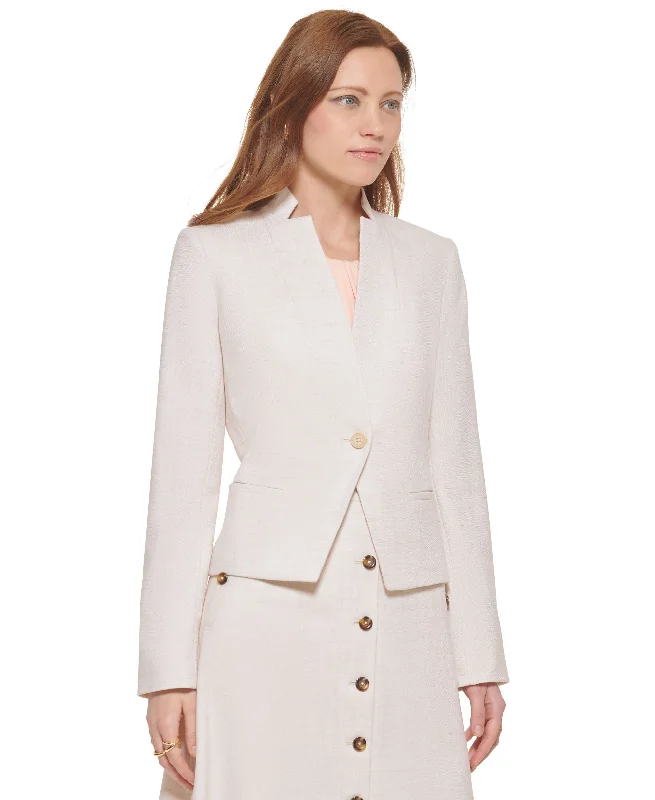 Calvin Klein Womens Star Collar One Button Blazer