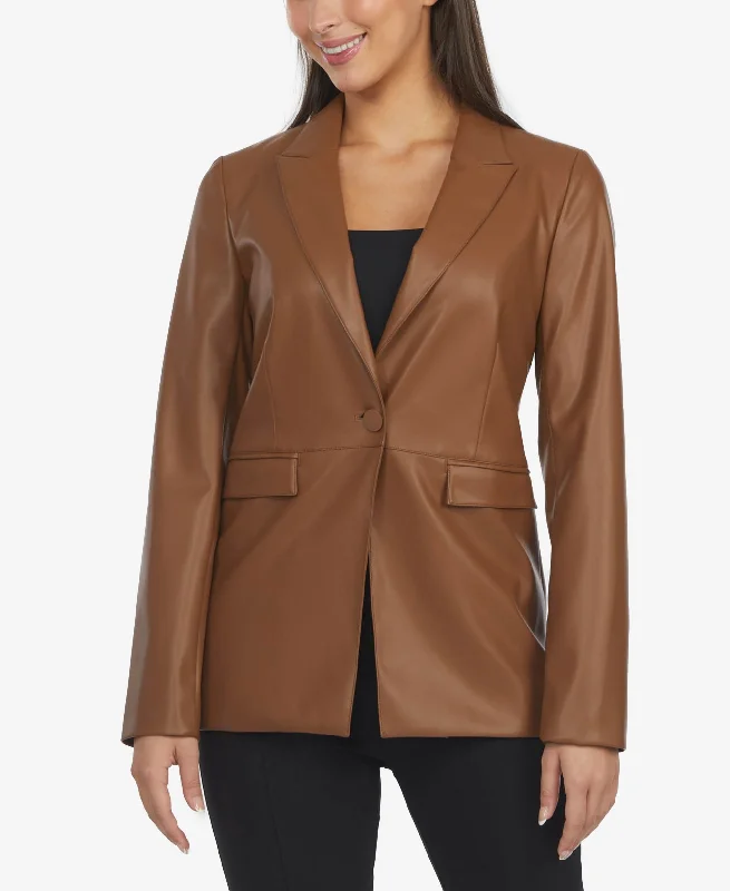 Laundry By Shelli Segal Womens Leather Blazer