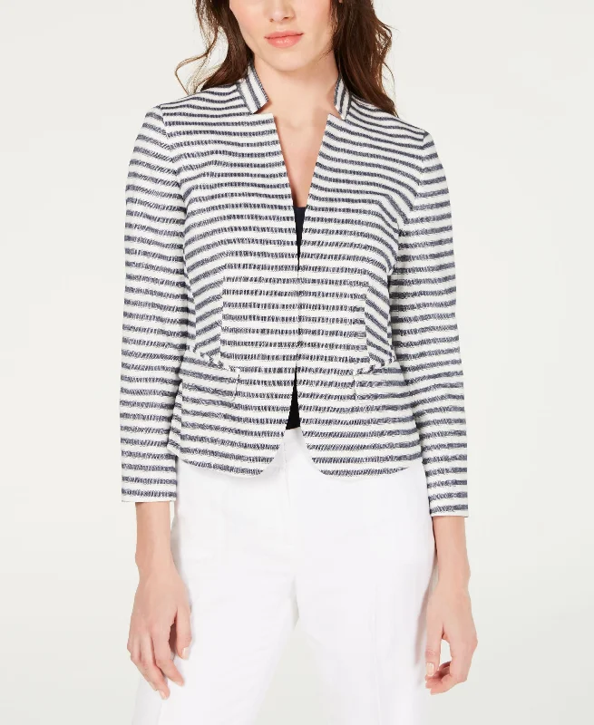 Nine West Striped Kiss Front Blazer