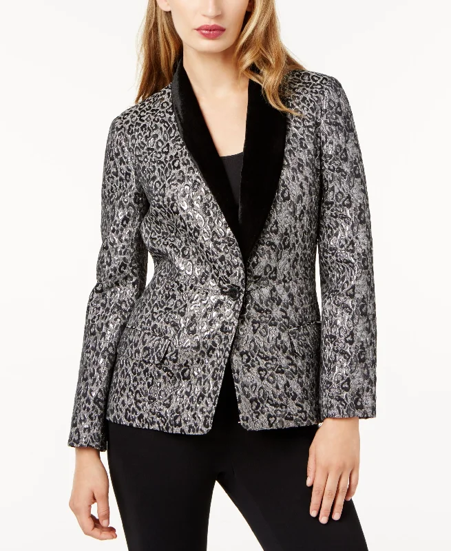 Sb By Sachin Babi Velvet Trim Metallic Blazer