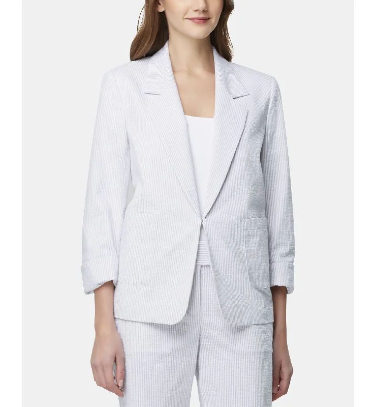 Tahari Asl Seersucker Kiss Front Blazer