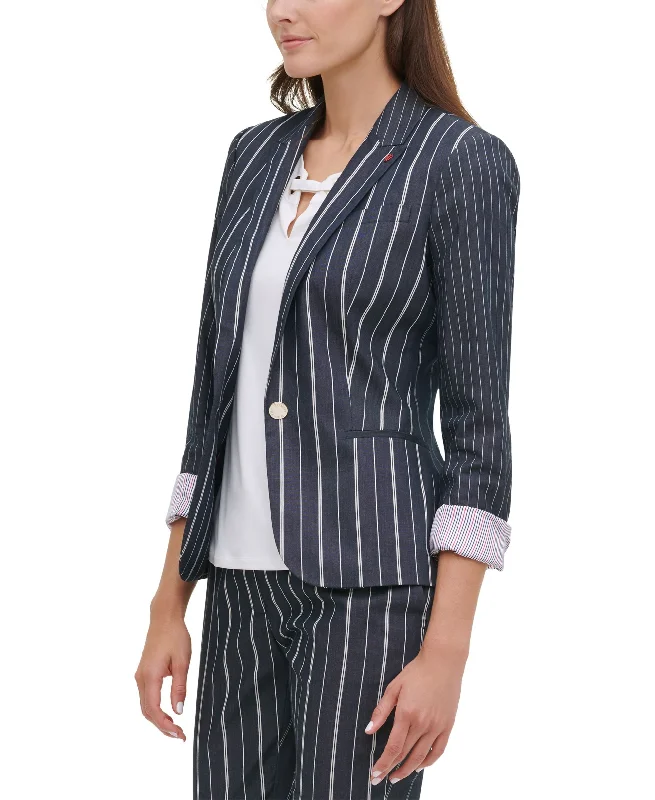 Tommy Hilfiger Striped One Button Blazer