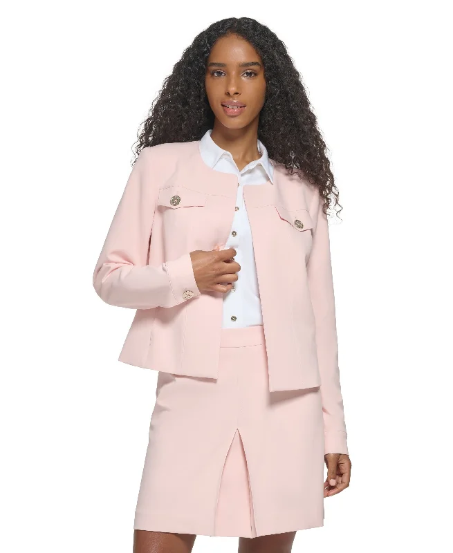 Women's Collarless Open-Front Blazer