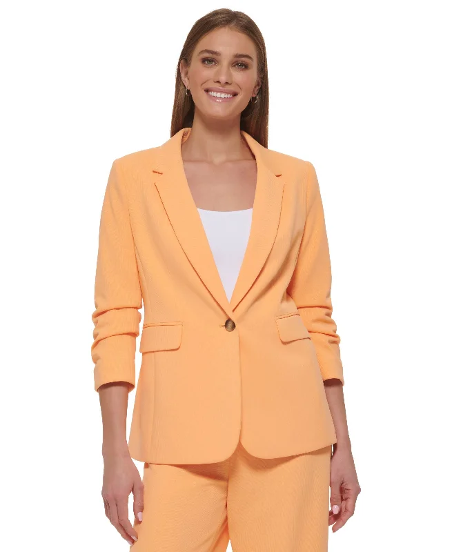 Women's Ruched-Sleeve One-Button Blazer