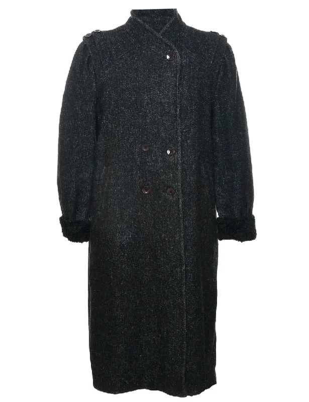 Black Wool Coat - L